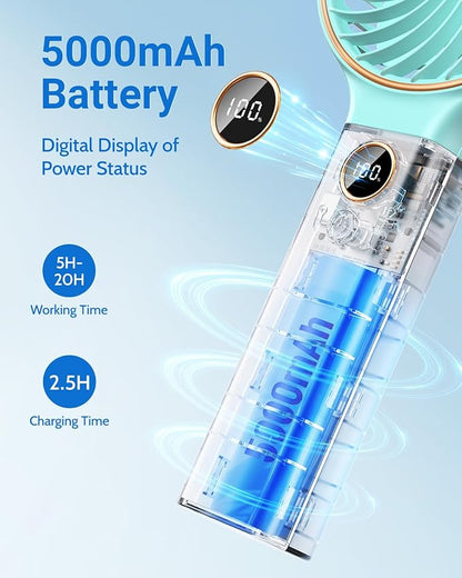 SWEETFULL Handheld Fan, Portable Fan, 5000mAh Rechargeable Battery, 6 Speed Wind - Image 2