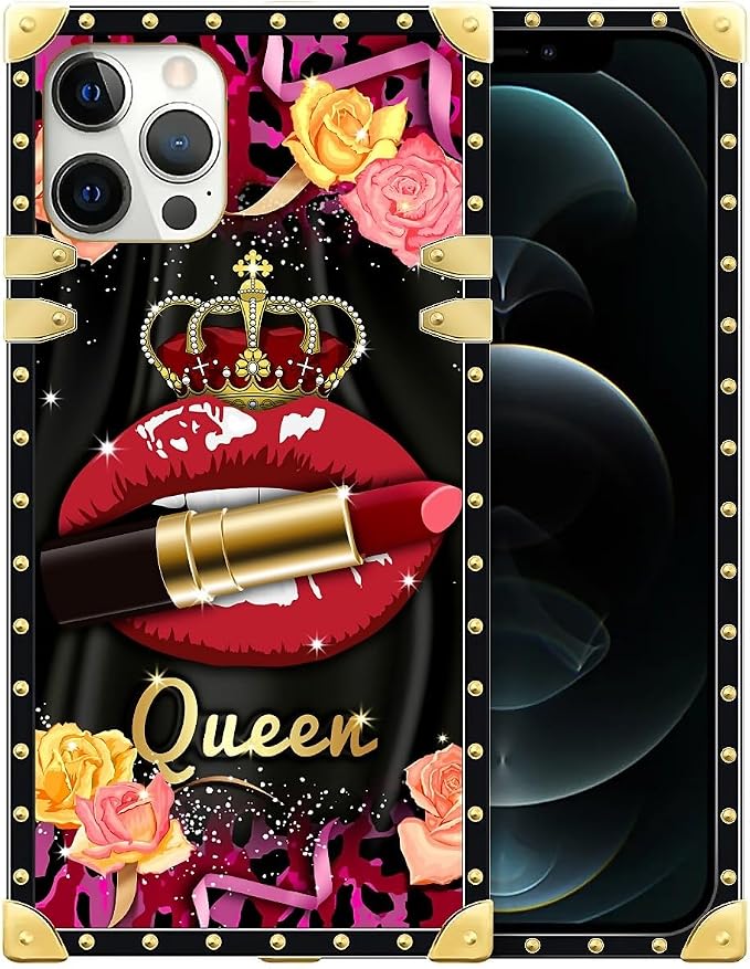 Compatible with iPhone 12 Pro Max Case, Queen Lip Crown Leopard Print Luxury by Unknown