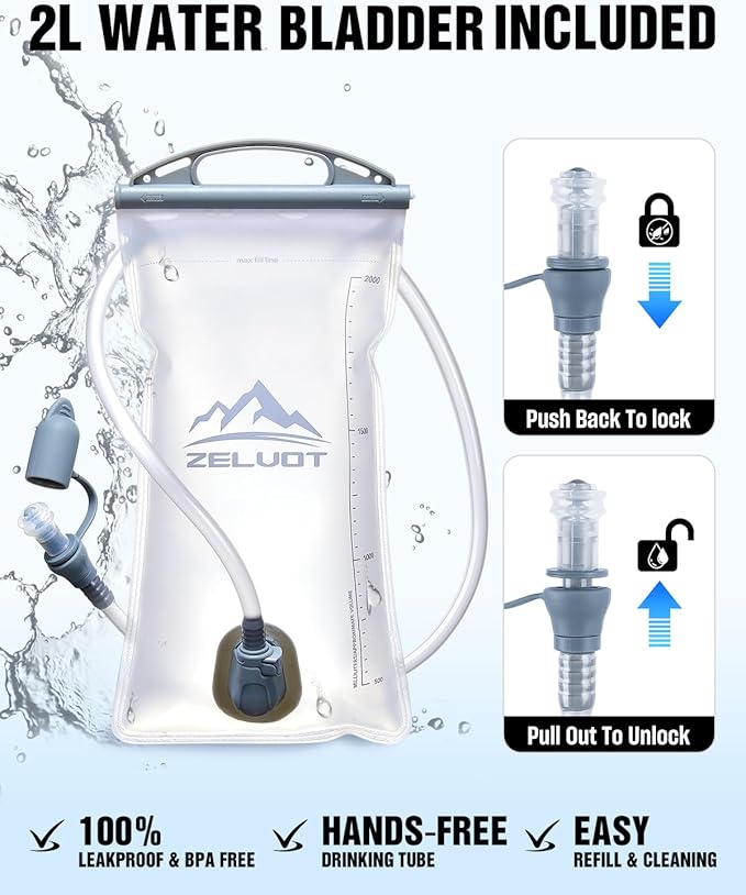 Zelvot 2L-3L Hydration Bladder Kit, 6 in 1 Water Bladder - Image 7