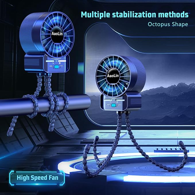 multifunctional USB rechargeable portable stroller small fan 4 speed 6600rpm - Image 2