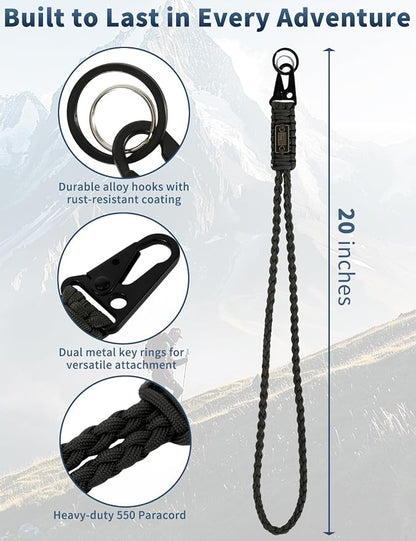 DDOUT Heavy Duty Paracord Lanyard 550 Paracord Braided Keychain - Image 2