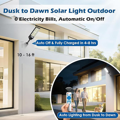 4-Pack Solar Street Lights Outdoor, 20000LM Waterproof LED Solar Flood Lights - Image 2