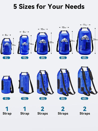 HEETA Dry Bag Waterproof for Women Men, 5L/10L/20L/30L/40L Roll Top Lightweight - Image 2