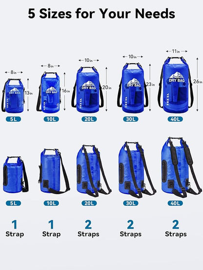 HEETA Dry Bag Waterproof for Women Men, 5L/10L/20L/30L/40L Roll Top Lightweight - Image 2