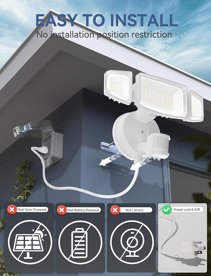 Olafus 50W Motion Sensor Outdoor Light Plug in, Motion Flood Light Dusk to Dawn - Image 2