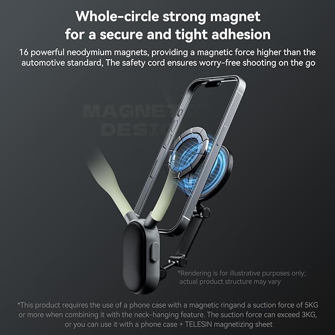 TELESIN Magnetic Neck Mount for Phones, Cell Phone Holder Stand Hanging on Neck - Image 4