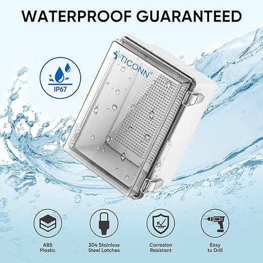 TICONN Outdoor Electrical Box Waterproof, Junction Box IP67 ABS Plastic - Image 2