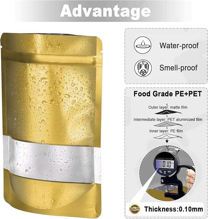 6.3"x9.5" 120pcs Mylar Bags for Food Storage, Smell Proof Bag - Image 5