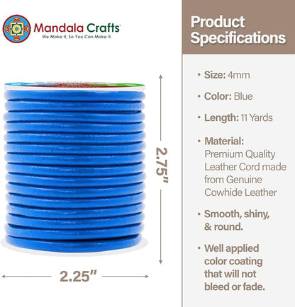 Mandala Crafts Round Genuine Blue Leather Cord - Image 4