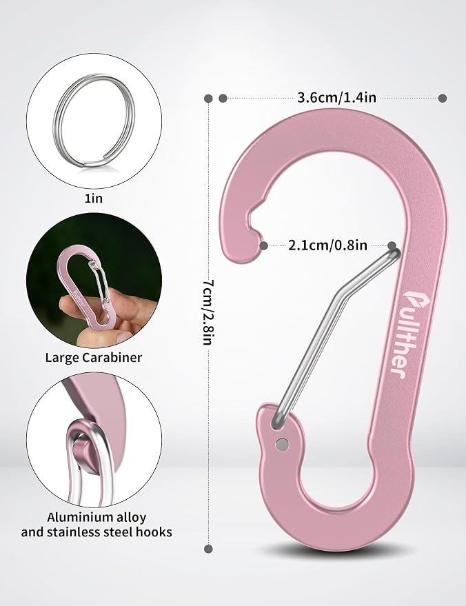 9PCS Carabiner Keychain Clip, 2.7" Large Aluminum Carabiner Clips - Image 3