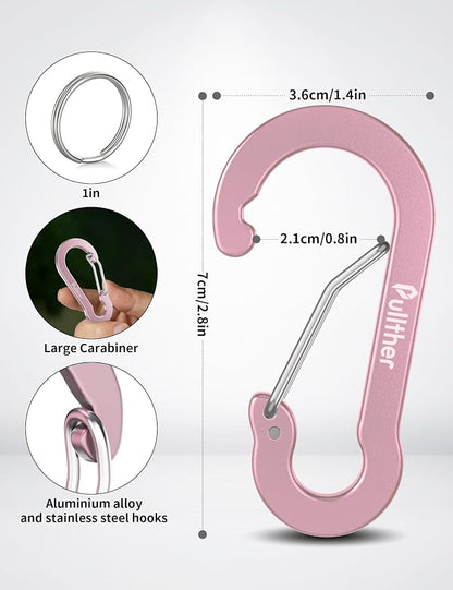 9PCS Carabiner Keychain Clip, 2.7" Large Aluminum Carabiner Clips - Image 3