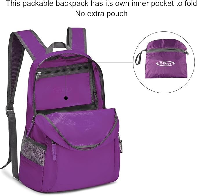 G4Free 20L Lightweight Packable Backpack Travel Hiking Daypack Foldable Backpack - Image 6