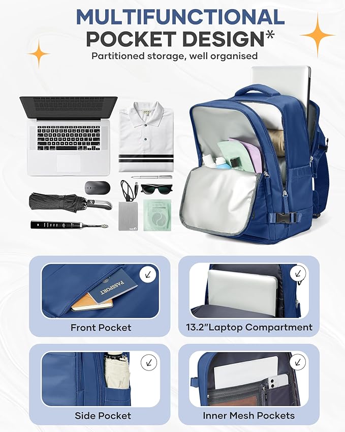 coofay Travel Backpack for Men Women Carry on Backpack for Airplanes Personal - Image 6