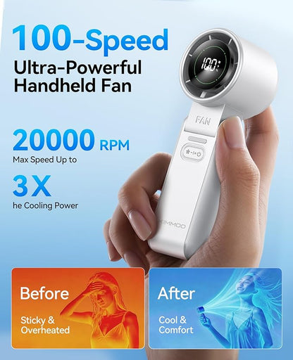 KIMMOO 3-in-1 Portable Handheld Turbo Fan-100 Speeds, Powerful 20000 RPM - Image 3