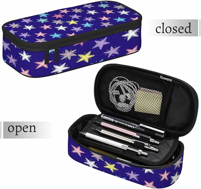 Colorful Stars Pencil Case Woven Stars Purple Blue Red Pencil Bag Pouch Box - Image 7