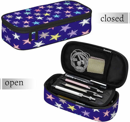 Colorful Stars Pencil Case Woven Stars Purple Blue Red Pencil Bag Pouch Box - Image 7