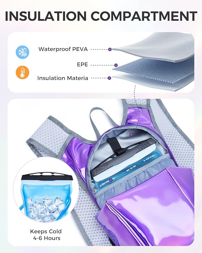 Blue Quartz Rave Hydration Backpack, Reflective Hiking Pack - Image 4