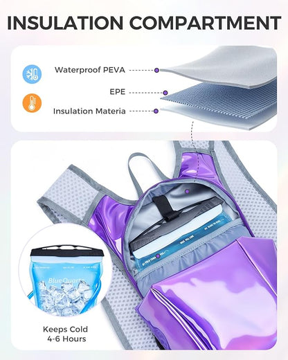 Blue Quartz Rave Hydration Backpack, Reflective Hiking Pack - Image 4