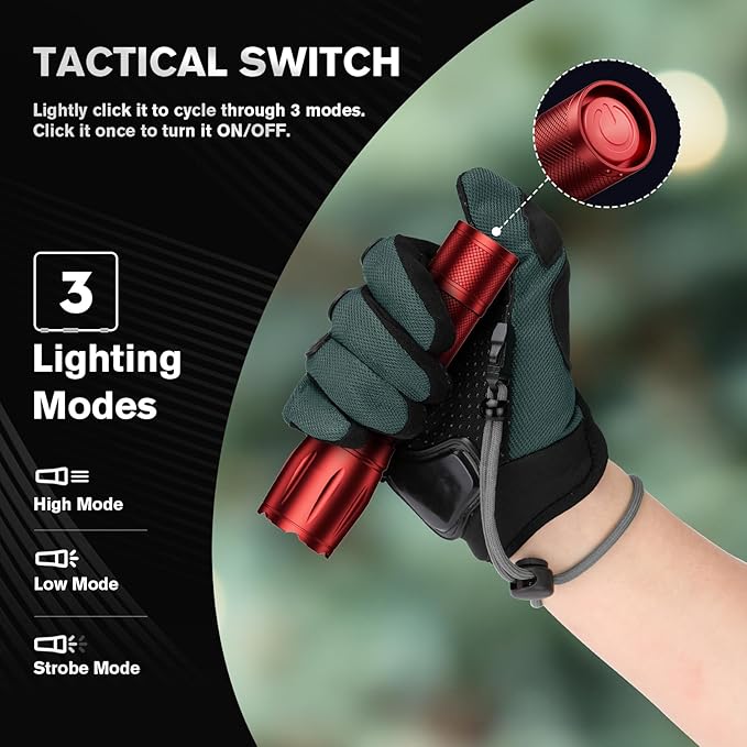 RECHOO LED Flashlight 2 Pack Red, Tactical Flashlights High Lumens - Image 5