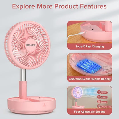 Belife X8 Portable Fan, 7200mAh Battery Powered Rechargeable, Oscillating USB - Image 3