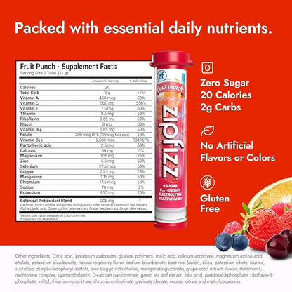 Zipfizz Daily Energy Drink Powder, Fruit Punch, 20 Pack 3-in-1 Sustained Energy - Image 2