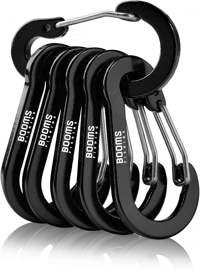 Booms Fishing CC1 Multi-Use Carabiner Clip, 6 Pack Small Caribeener Clips by BoomsFishing