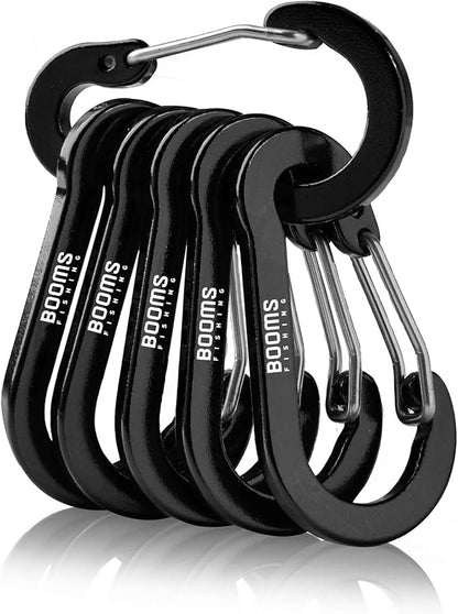 Booms Fishing CC1 Multi-Use Carabiner Clip, 6 Pack Small Caribeener Clips by BoomsFishing
