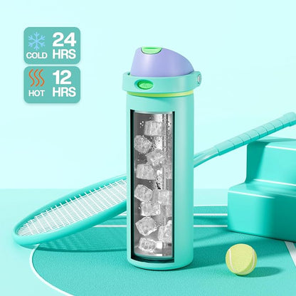 POWCAN 24 oz Insulated Water Bottle: 2-in-1 Push-Button Spout & Quick-Flip Straw - Image 3