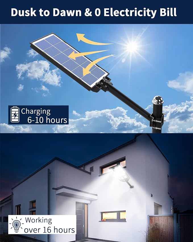 Ofuray Solar Street Lights Outdoor, Solar Security Flood Lights Parking Lot - Image 5