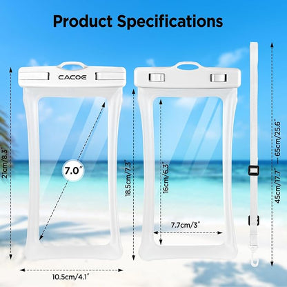 CACOE Floating Universal Waterproof Phone case 2 Pcs-Up to 7.0", Waterproof - Image 7