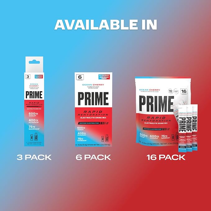 Prime Rapid Rehydration Electrolyte Powder Sticks, Ocean Cherry, Sugar Free - Image 9