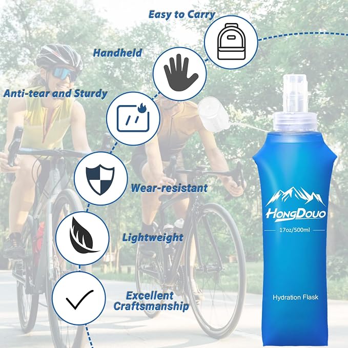 2 Packs Soft Flask, 17oz/500ml TPU Collapsible Soft Water Bottle - Image 5