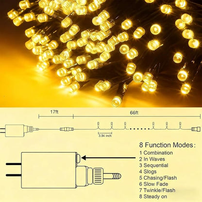 Home Lighting 66ft Christmas Decorative Mini Lights, 200 LED Green Wire Fairy - Image 3