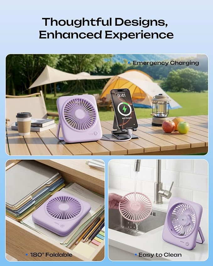 Otlonpe Personal Portable Desk Fan, 4000mAh Small Rechargeable Portable Fan - Image 6