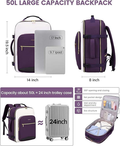 LOVEVOOK 50L Travel Backpack for Women & Men, Airline Approved Carry On Luggage - Image 3