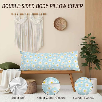 Daisy Body Pillows Covers for Adults, Blossom Daisy Large Body Pillow Covers - Image 4