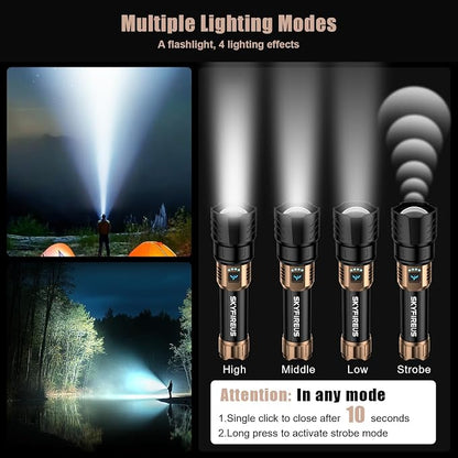 SKYFIRE Rechargeable Flashlights High Lumens, 10000mAh Super Bright Flashlight - Image 5