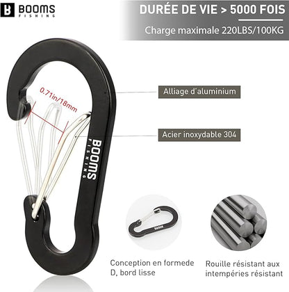 Booms Fishing CC5 Multi-Use Carabiner Clips, 10 Pack 2.3"/ 3.1" Caribeener Clips - Image 2