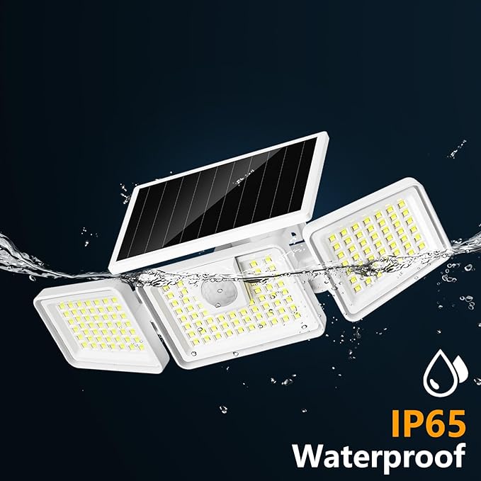 INCX Solar Motion Sensor Lights Outdoor, 3 Heads Security Lights Solar Powered - Image 4