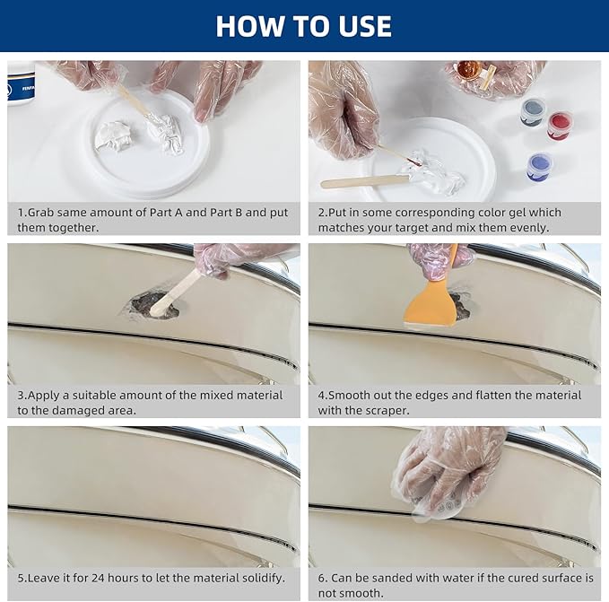 FENFANDAS Fiberglass Boat Repair Kit, Gel Coat Repair Kit - Image 6