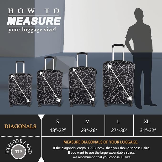 Explore Land Travel Luggage Cover Suitcase Protector Fits 18-22 Inch Case - Image 5