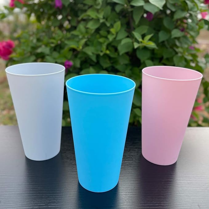 AOYITE 32 ounce Reusable Plastic Tumblers Set, BPA-Free and Dishwasher Safe - Image 9