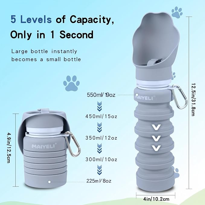 Dog Water Bottle Collapsible & Portable Squeeze, 9oz-17oz Water Dispenser & - Image 4