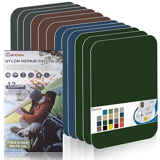 Cahomo 7.9x3.9 inch 12 PCS Nylon Repair Patch Nylon Repair Tape Self Adhesive by Cahomo