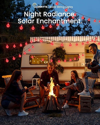 2-Pack 100 LED Red Solar String Lights Outdoor - 64FT Crystal Globe Waterproof - Image 4