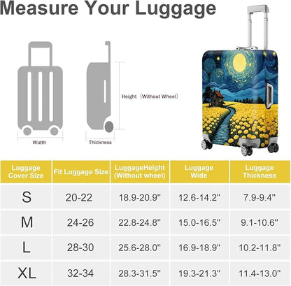 ANNA QUEEN Moonlit Field Luggage Cover, Dreamy Night Landscape Suitcase - Image 4