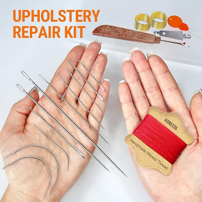 VONEEDL Upholstery Repair Kit: Waxed Sewing Thread & Heavy Duty Needles - Image 2