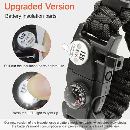 20 in 1 Survival Paracord Bracelet Adjustable Gear Kit - Image 6
