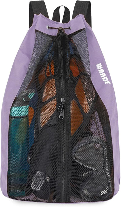 WANDF Swim Bag Mesh Drawstring Backpack Beach Backpack by WANDF