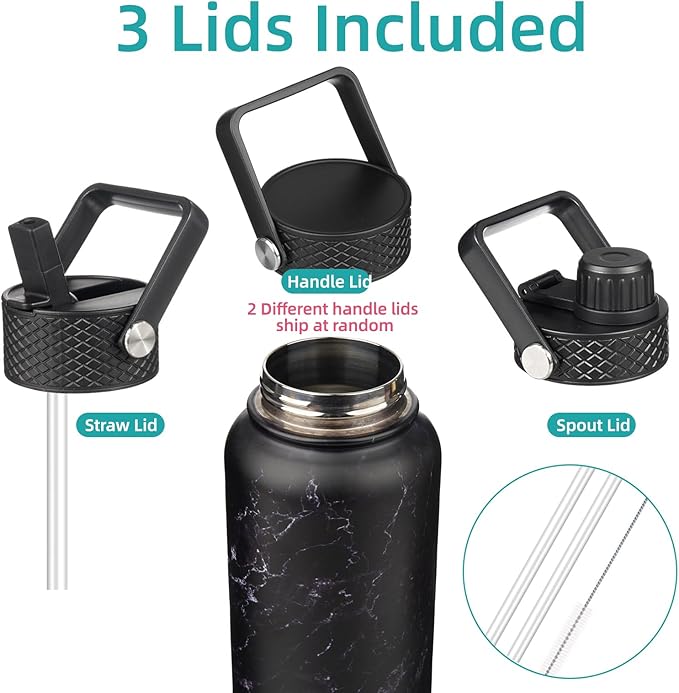 Konokyo 32 oz Insulated Water Bottle Stainless Steel Sport Bottles - Image 3